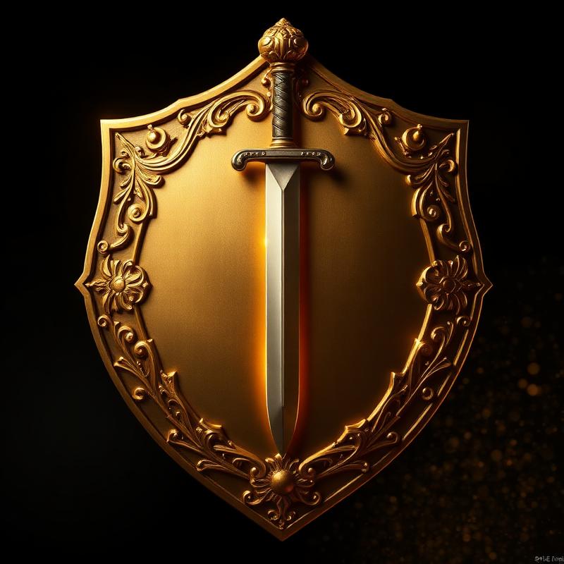 Escudo dourado com espada