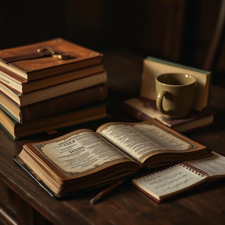 Bíblia, livros e xícara de café