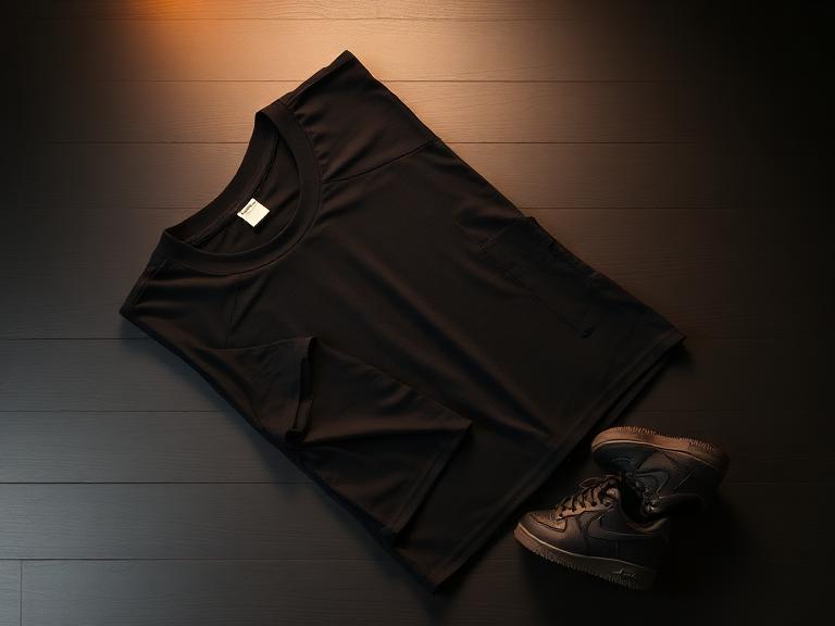Roupa de treino preta dobrada